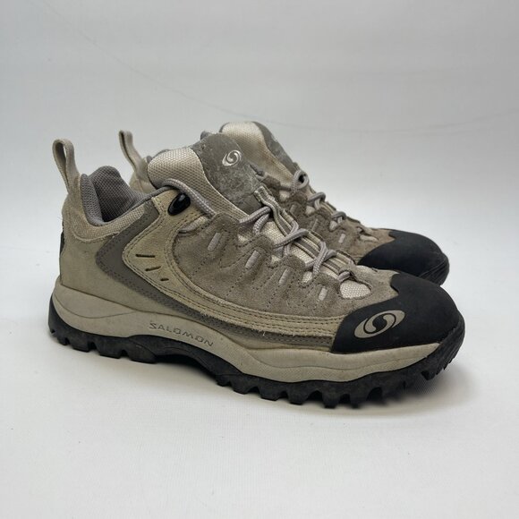 VTG Salomon Approach shoes Contagrip Grey / Off-White Suede Hike Bulky Y2K Wom 8 - Picture 1 of 15